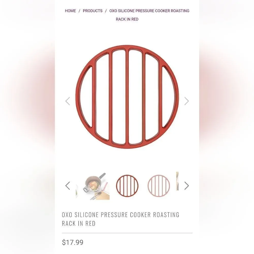 OXO Silicone Pressure Cooker Roasting Rack in Red